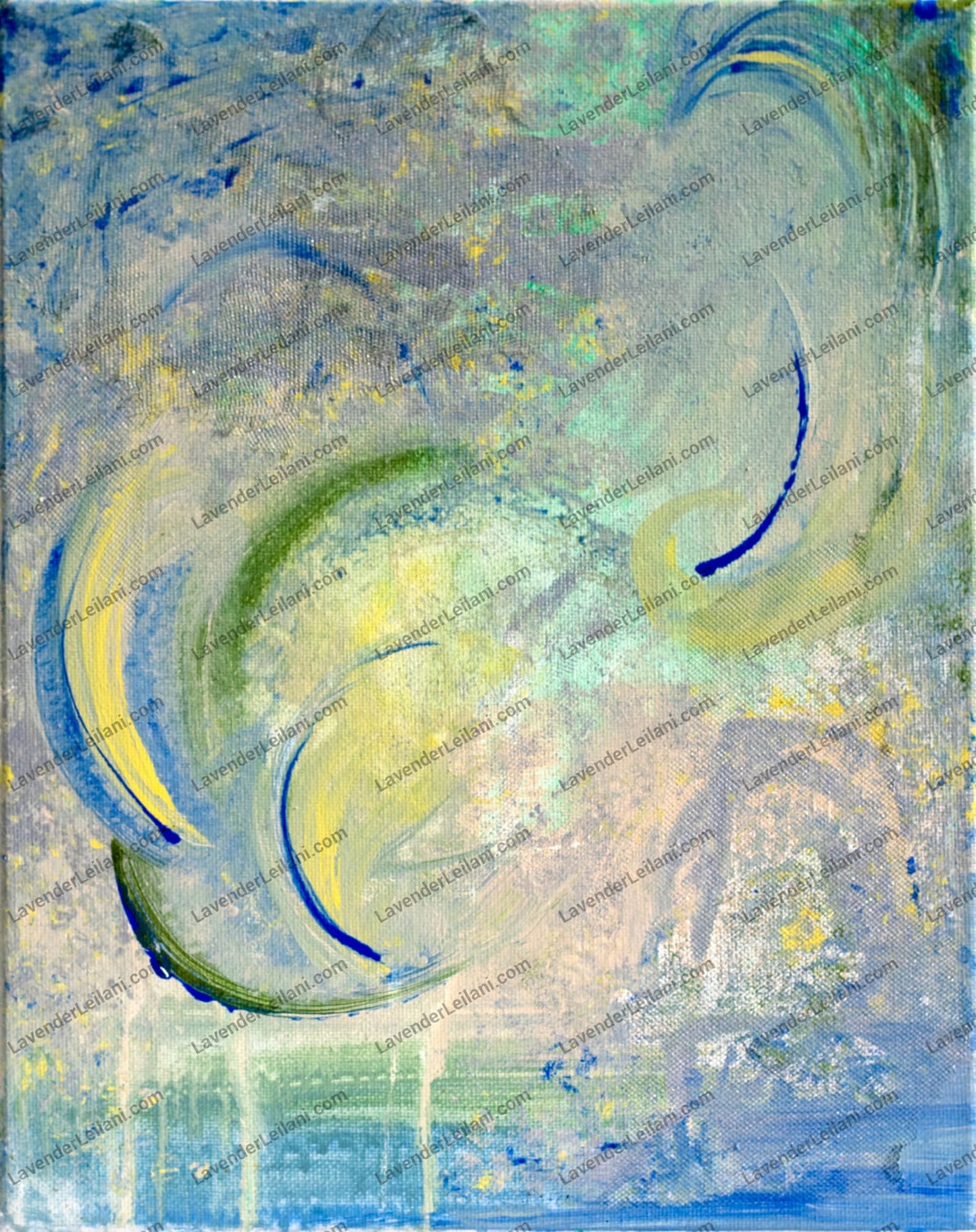 Green Circles Acrylic Pour Art