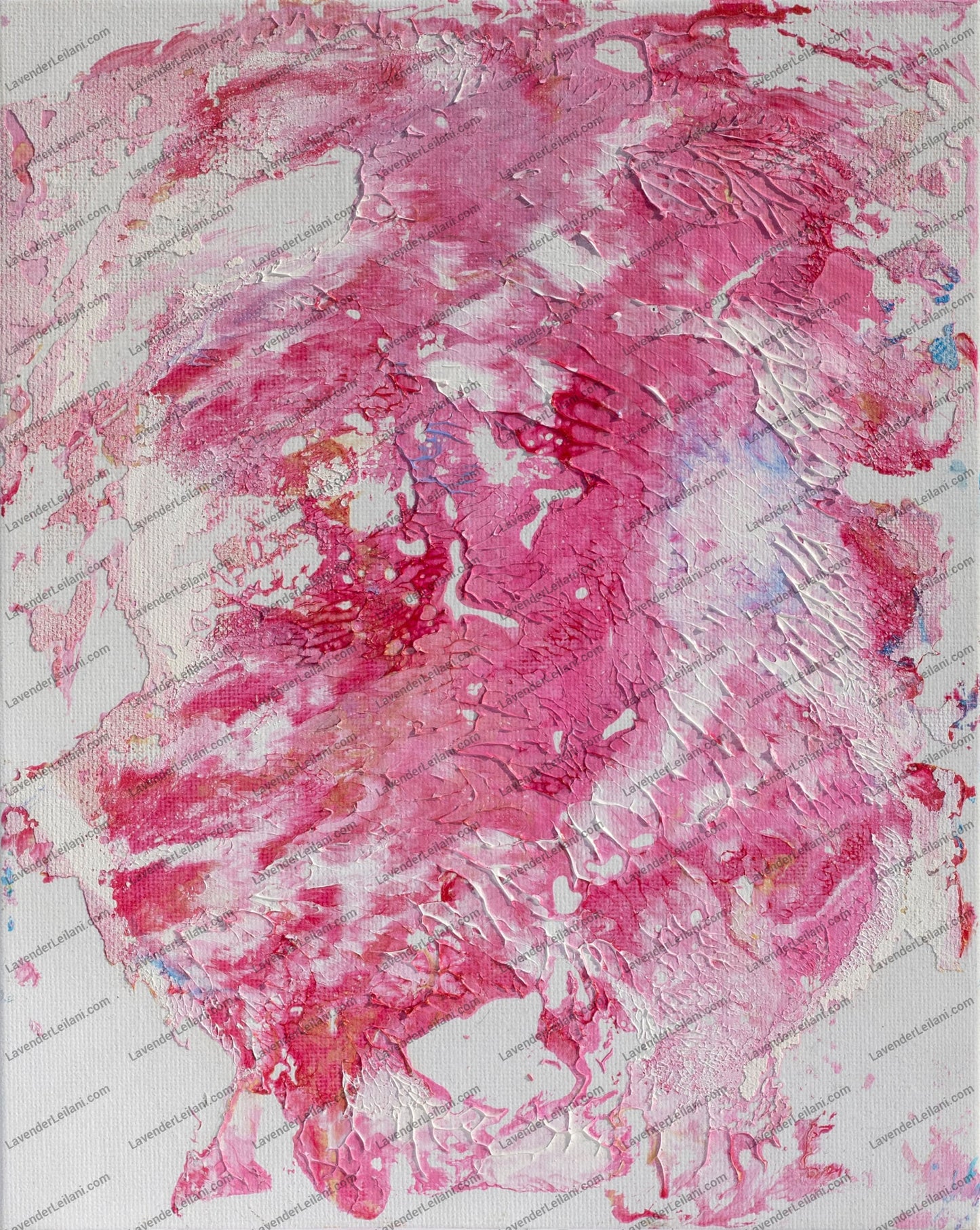 Pink Heart Scrape Acrylic Pour Art