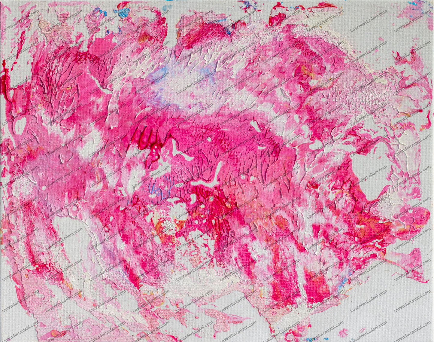 Pink Heart Scrape Acrylic Pour Art