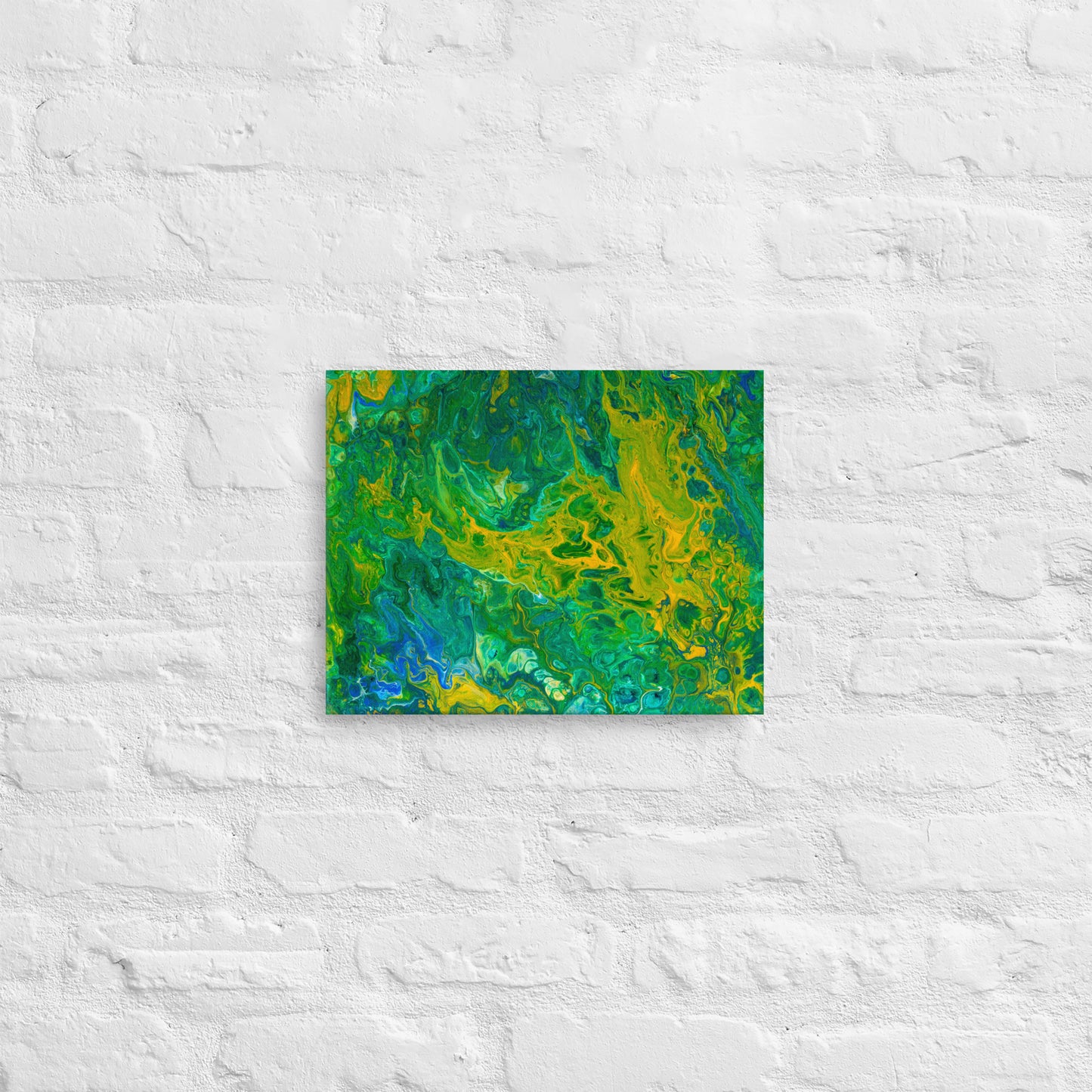 Green and Yellow Pour (Canvas Print)