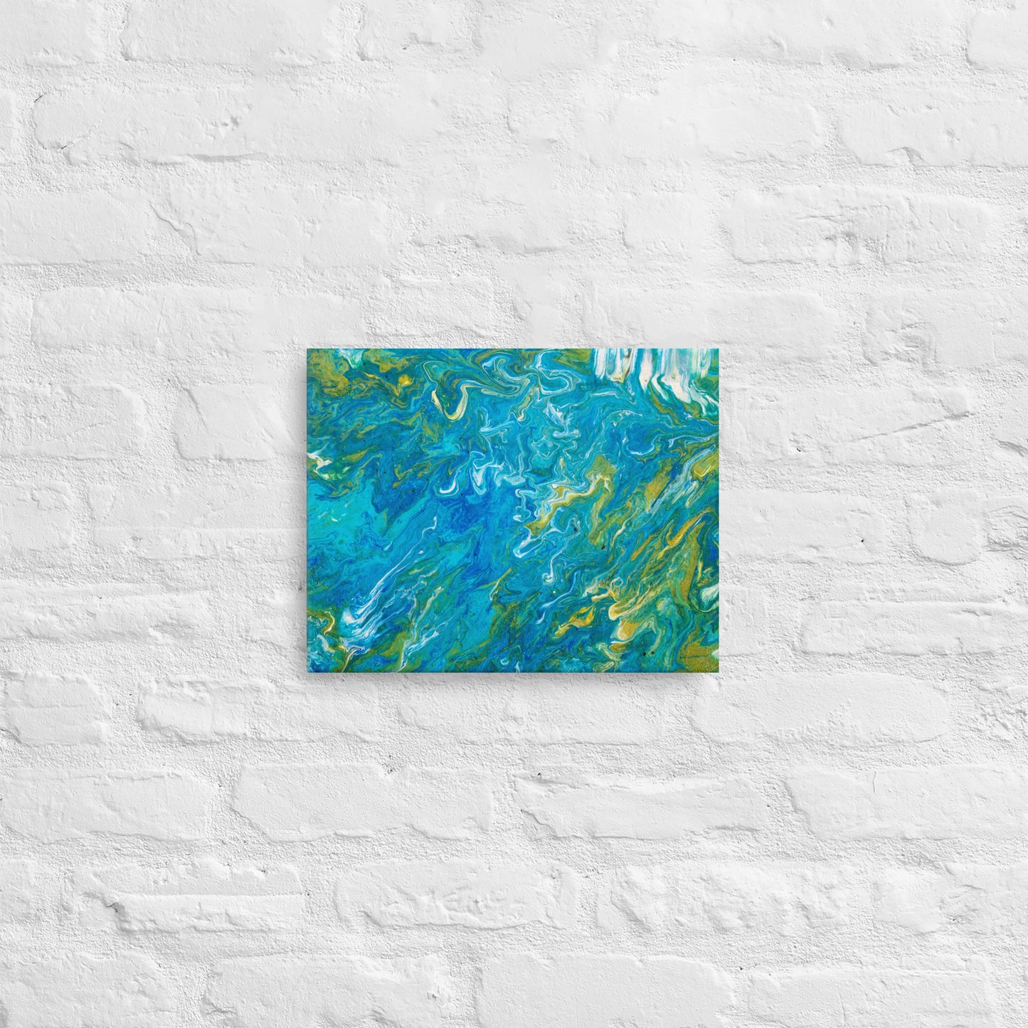 Green Heavy Blue Pour (Canvas Print)