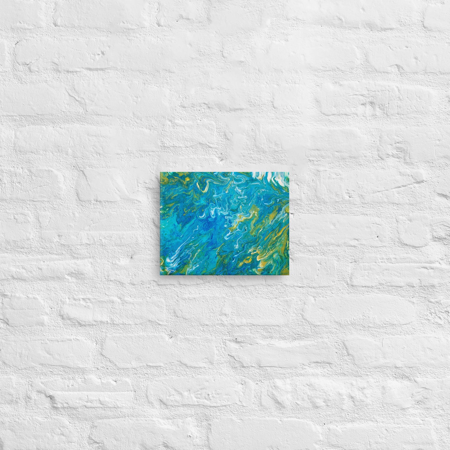 Green Heavy Blue Pour (Canvas Print)